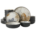 Multicolor Leaf Design Ceramic Dinnerware Set for 4 - 16 Pieces, Microwave & Dishwasher Safe