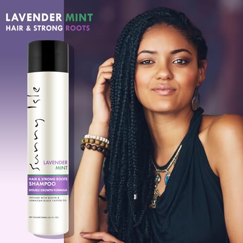 Sunny Isle Lavender Mint Hair & Strong Roots Shampoo - Strengthening, Biotin, Jamaican Black Castor Oil, Paraben & Sulfate Free - 10.1 fl oz