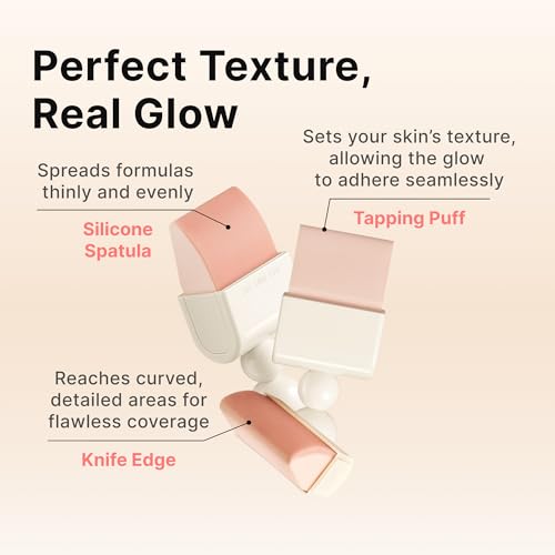 THE TOOL LAB Magnet Styler Radiant Dual Puff, Liquid Foundation Application with Silicone Spatula & Tapping Puff, Liquid Cream Makeup Blending Tool, Korean Makeup (1 Count)