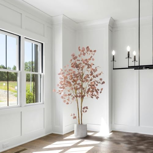 6ft Red Eucalyptus Artificial Tree with Basket - Indoor Outdoor Decor