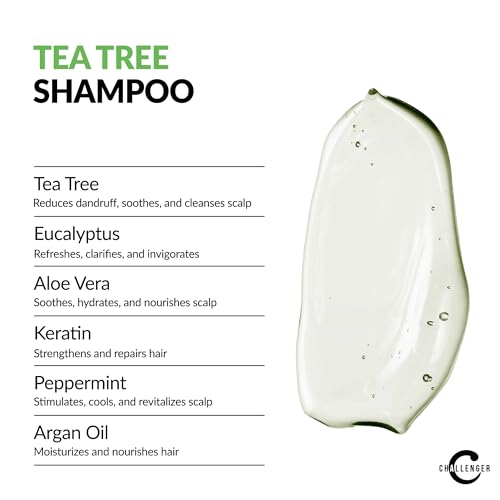 Tea Tree Shampoo & Peppermint Conditioner Set - Men's Hair Care - Itchy & Dry Scalp Relief - 2x 16oz - Variation of Shampoo & Conditioner