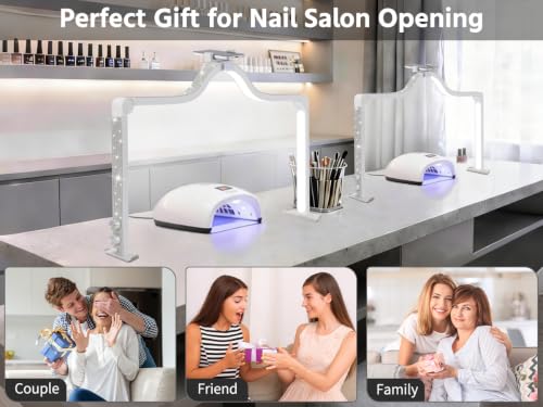 Foldable Half Moon Nail Desk Lamp with Phone Holder - 34.5 Inch White