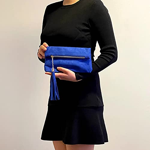 JNB Women's Faux Microsuede Foldover Mini Pouch