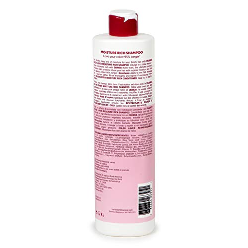 Framesi Color Lover Moisture Rich Shampoo, Sulfate Free Shampoo with Quinoa and Aloe Vera, Color Treated Hair