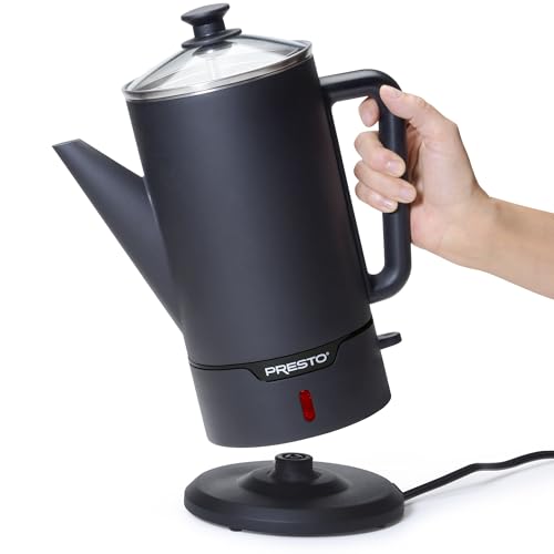 Cordless 12-Cup Stainless Steel Coffee Percolator - Black, Rapid Brew