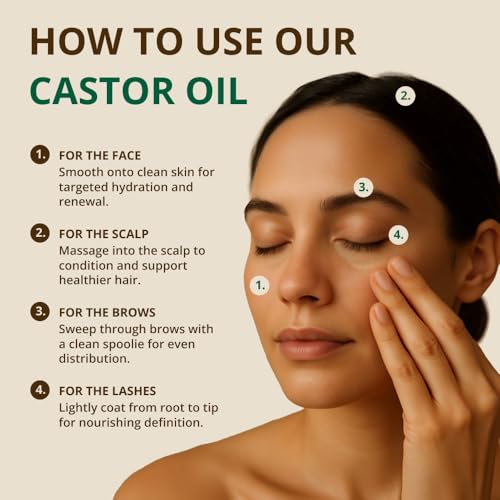 RejuveNaturals Organic Castor Oil 16oz Glass Bottle - Unscented, USDA Certified, Cold Pressed Hair & Skin Growth Remedy
