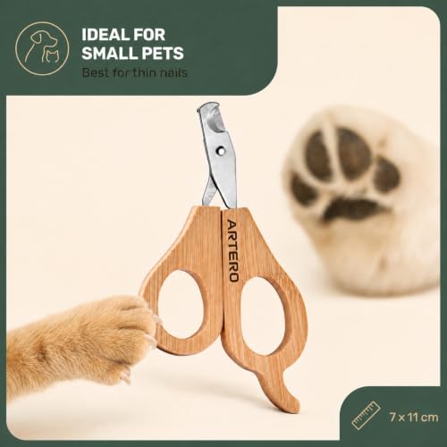 Mini Dog and Cat Nail Clippers - Stainless Steel & Bamboo Handle