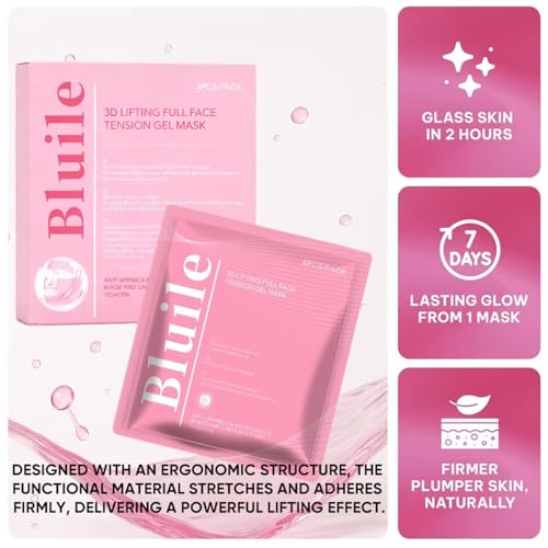 3D Lifting Full Face Mask, Collagen Lift-Up Mask for Skin Firming Appearance & Intense Hydration, for a Radiant Glow, Smooth & Glowing Skin, 4 Sheet Pack (1 box)