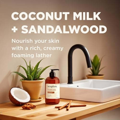 Soapbox Coconut Milk & Sandalwood Liquid Hand Soap - 3 Pack, Gentle & Vegan