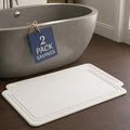 White Linea 2-Pack Diatomaceous Earth Bathroom Mats - Quick Dry Non-Slip Stone Bath Rugs