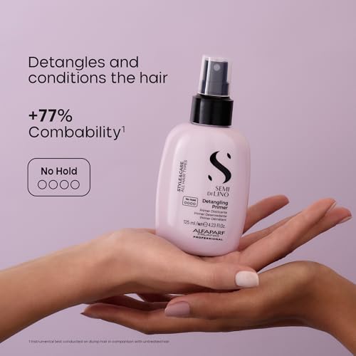 ALFAPARF MILANO Semi di Lino Style & Care Detangling Primer - No Hold - Detangling Primer for All Hair Types - Thermal Protection (4.25 fl oz / 125 ml)