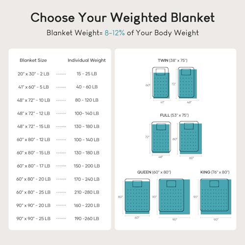 Cottonblue Weighted Blanket Queen Size 20 lbs 60x80 Inches Grey for Adults