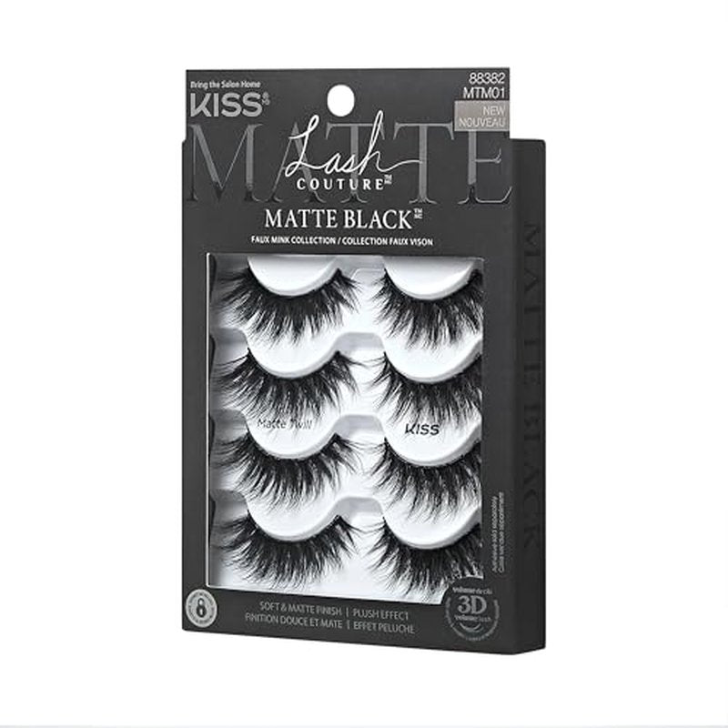 KISS Lash Couture, False Eyelashes, 'Matte Twill', 14mm, Includes 4 Pairs Of Lashes, Easy to Apply, Reusable Lash Clusters