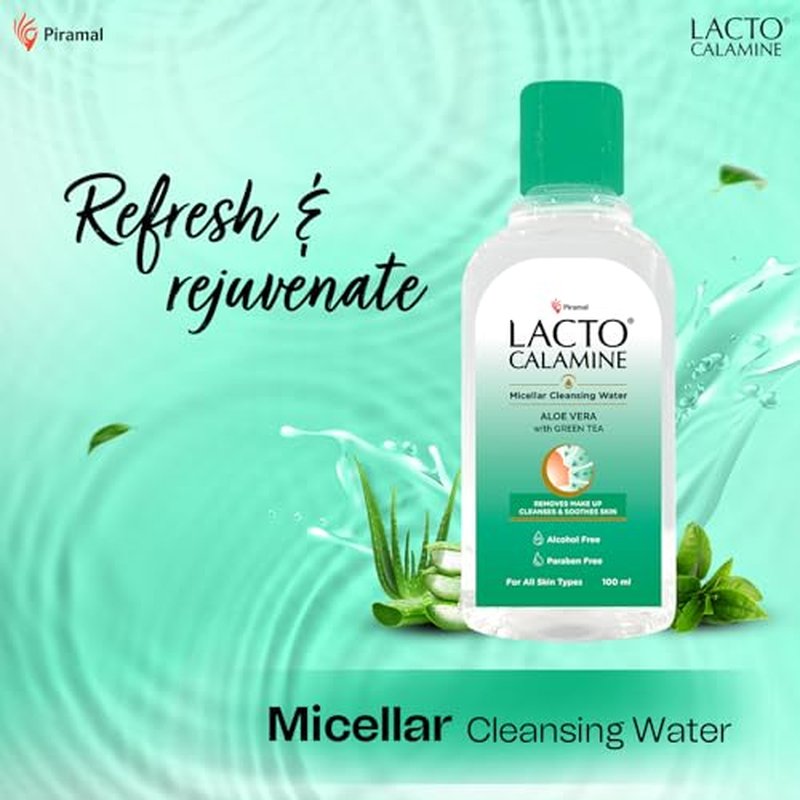 Lacto Calamine Micellar Water Makeup Remover with Aloe Vera, Green Tea and Niacinamide ? 3.38 fl oz (100 ml)
