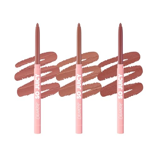 ColourPop So Juicy Plumping Lip Liner Set - Neutral Mauve, Pink & Nude Shades with Peptides & Peppermint - Westwood / Tease / Group Chat