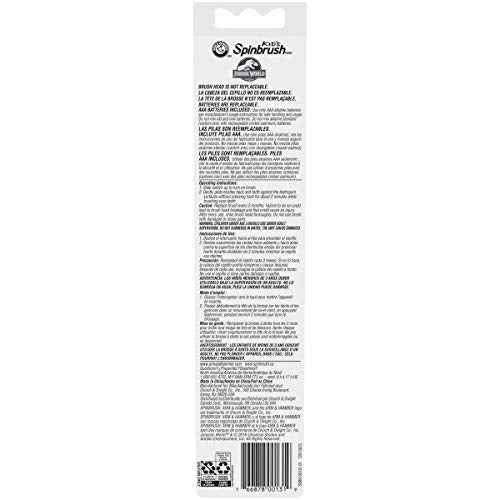 Kids Electric Toothbrush Pack of 2 - Jurassic World Battery Powered, Soft Bristles, Leakproof, Ages 3+