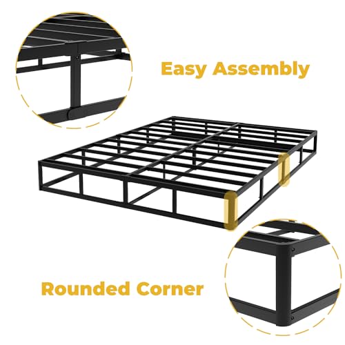 YORMDMO Queen Size Box Spring - 9 Inch Height, Heavy Duty Metal Foundation, Washable Cover, Easy Assembly, Noise-Free