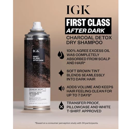 IGK First Class After Dark Charcoal Dry Shampoo for Dark & Brunette Hair - 6.5 OZ