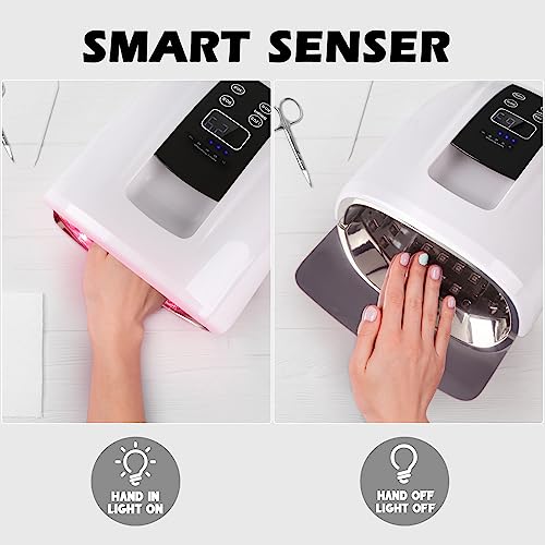 90W Wireless Rechargeable UV LED Nail Lamp for Gel Nails, Portable & Cordless