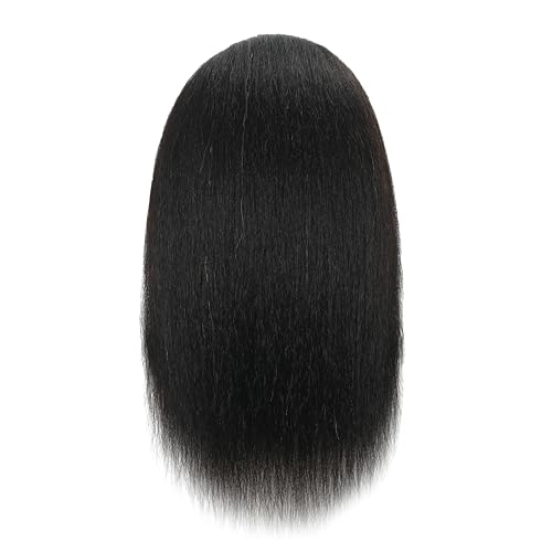 Mannequin Head with Stand - 22 Inch Human Hair for Hairdressing Practice - Deak Black