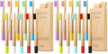 Kids Bamboo Toothbrush Set - 10 Pack of Organic Wooden Toothbrushes with Soft Bristles & Colorful Handles