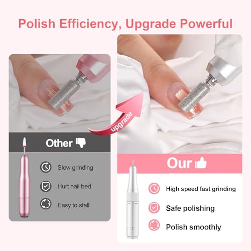 Electric 45000RPM Nail Drill Machine Rechargeable Portable Nail File Electric DIY Nail Drill Kit with Smart LCD Screen for Gel Nail Manicure and Pedicure Reflective Body etc (Blue)