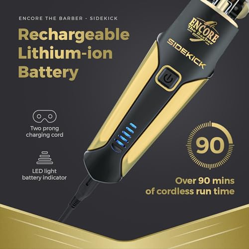 Sidekick Professional Barber Cordless Electric Hair Trimmer for Men | Clean Cutting | Lightweight |1.5 Hours Run time | Gentle on Skin | 10 pcs Grooming kit for Head & Beard