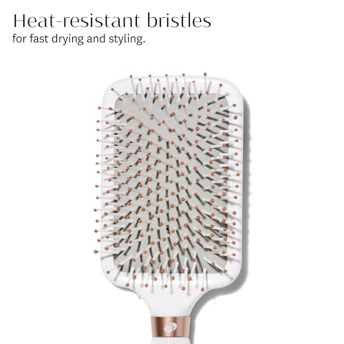 T3 Paddle Brush - Wide Flat Base, Cushioned Body & Heat-Resistant Bristles for Gentle Styling