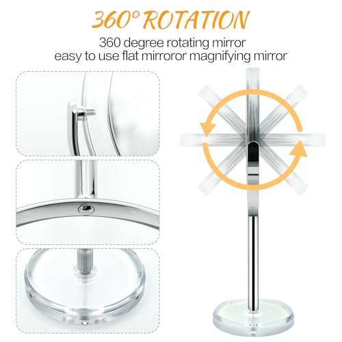 15X & 1X Magnifying Makeup Mirror with Stand - 7 Inch Tabletop Vanity Mirror for Bathroom & Bedroom