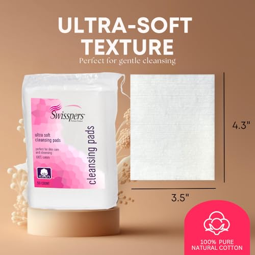 Swisspers Premium Facial Cleansing Pads XL, Cotton, Pack of 6