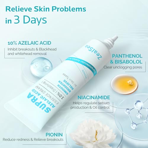 ZealSea 10% Azelaic Acid Face Cream for Redness & Pimple - 2 Pack, 1 Ounce Each