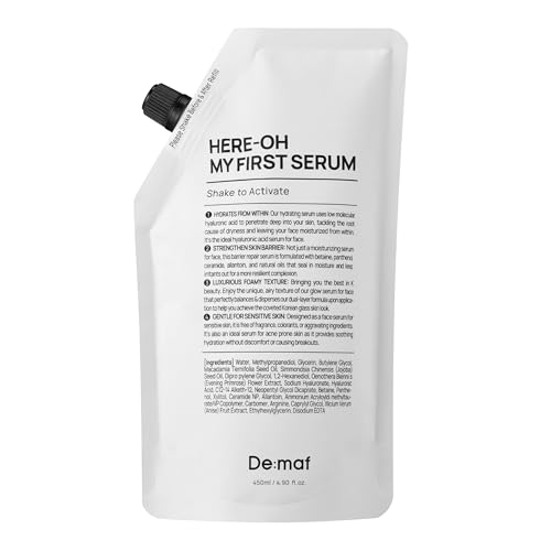 De:maf Hydrating Face Serum with Hyaluronic Acid & Barrier Support, Korean Glow, 15.22 fl oz Refill