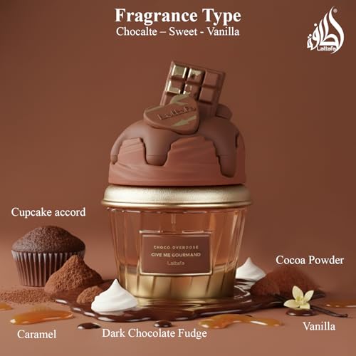 Lattafa Choco Overdose Eau de Parfum - Gourmand Dark Chocolate & Caramel Fragrance 75ml Spray