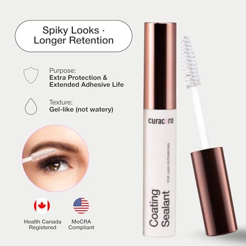 Curacoro 10ML Eyelash Coating Sealant - Professional Protective Topcoat for Long-Lasting Eyelash Extensions, Water-Resistance & Better Retention, Strong, Soft & Silky Lash Extensions