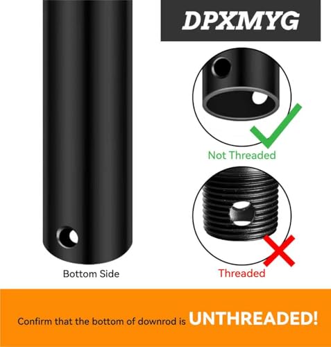 Black 84 Inch Ceiling Fan Downrod - Unthreaded Extension Rod, 1" Diameter