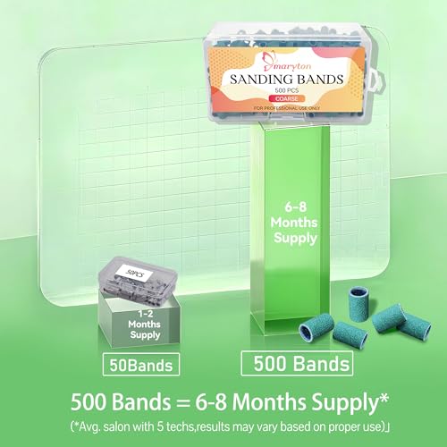 Maryton Coarse Sanding Bands for Nail Drill - 500 Pcs, #100 Variation