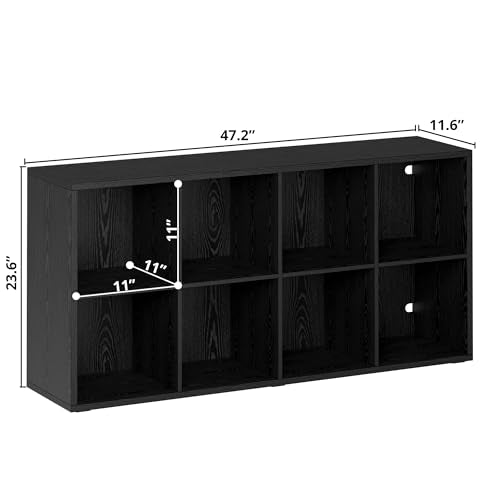 IRONCK 8-Cube Storage Organizer Reversible Bookshelf Black - Modern Home & Office Storage
