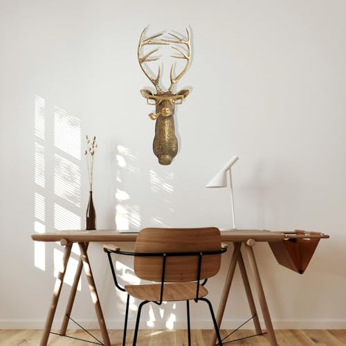 GUASDIE 5PCS Animal Heads Wall Decor Set, Gold Faux Deer & Rabbit Sculptures