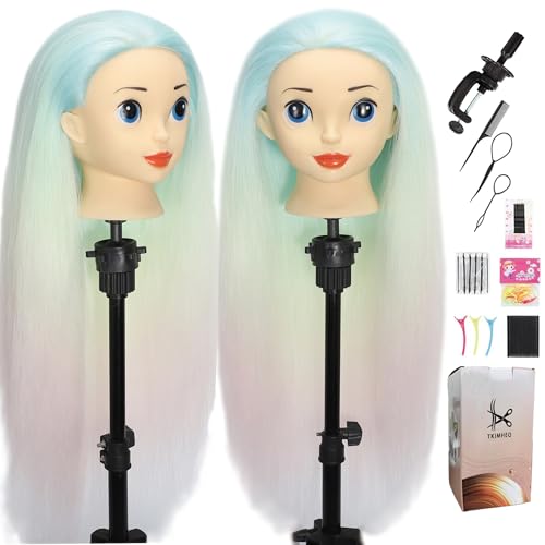 Unicorn 24'' Mannequin Head with Hair for Braiding & Styling Training, TKIMHEQ