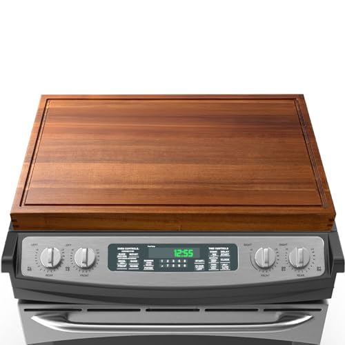 Acacia Wood Stove Top Cover Board with Handles - 30x22 inch Noodle Board, Cutting Board & Sink Cover