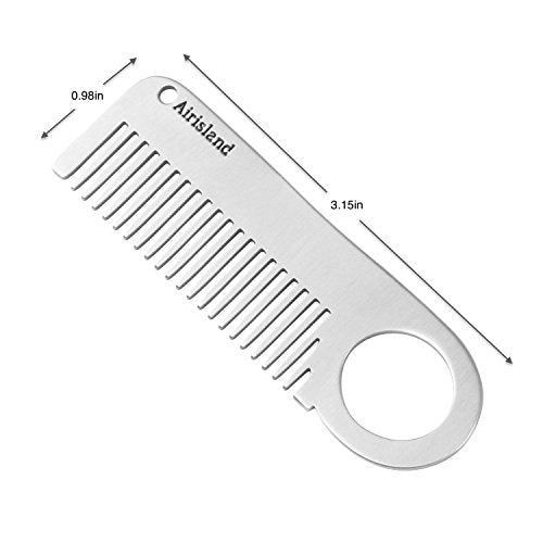 Airisland Stainless Steel Keychain Comb Small Pocket Comb Mini Anti-static Beard Mustache Comb 3.15 inches