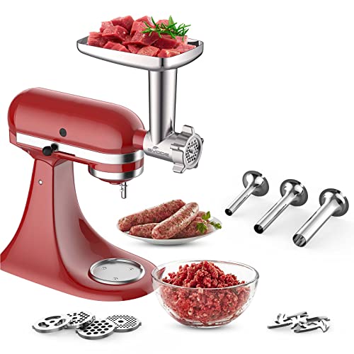 GVODE Metal Meat Grinder Attachment for KitchenAid Stand Mixer - Silver