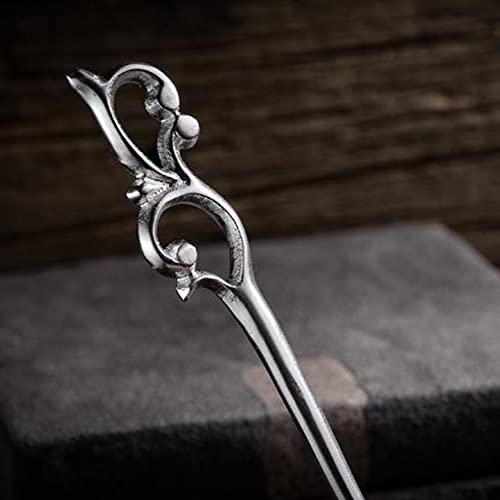 S925 Silver Hairpin Hair Fork - Chinese Style Wooden Hair Accessory (Tender Shoot) for Women