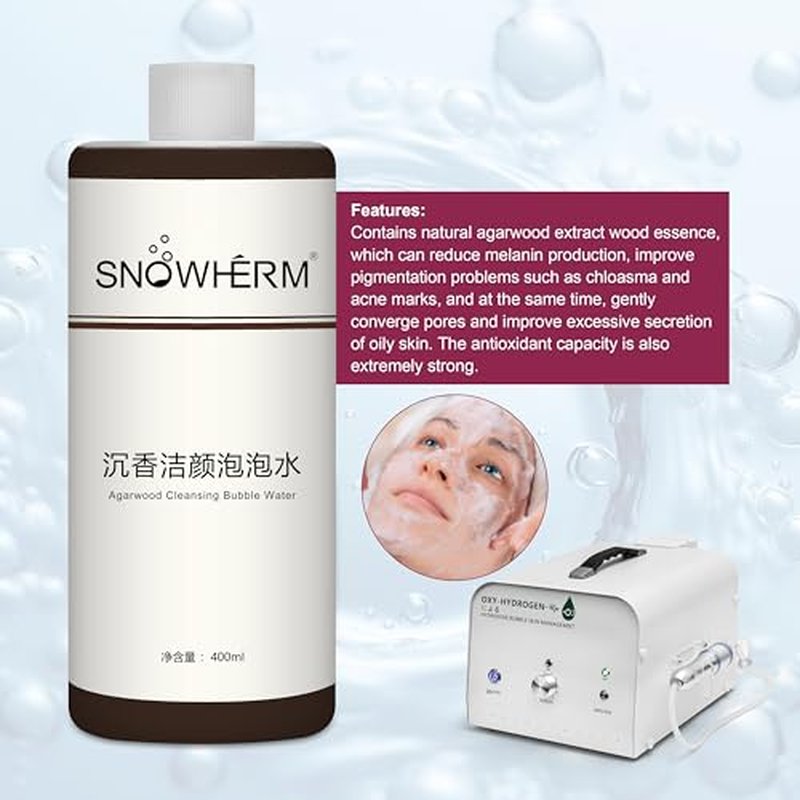 ELitzia Oxygen Bubble Machine Special 400ml/13.5Fl.oz Agilawood Beauty Bubble Solution for Deep Facial Cleaning Moisturizing and Oil Control Water Element Essence Bubble Liquid ETD063(Agilawood)