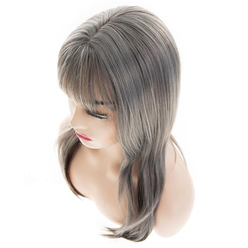 Grey Long Straight Bangs Synthetic Wig for Women - Fashion, Daily & Party Wear
