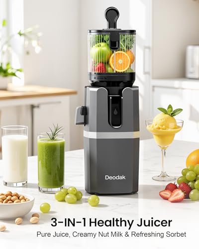 Deodak 3-in-1 Cold Press Juicer Machine - Grey, Juice, Sorbet & Nut Milk