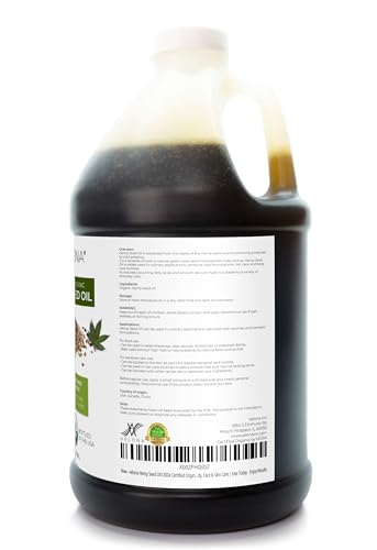USDA Organic Hemp Seed Oil - 1 Gallon Cold Pressed Carrier Oil for Skin & Cooking