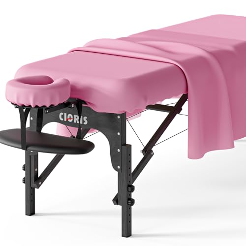 Massage Table Sheet Set - Pink, Microfiber, Fitted & Face Cover, 3-Piece