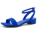 Shoe Land Women's Low Heels Dressy Sandals for 2025-1 Inch Chunky Block Short Heels | Square Open Toe with Adjustable Ankle Strap | Wedding & Party Heeled Sandals