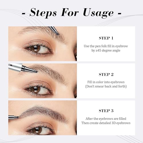 Holiday Gifts for Her Microblading Eyebrow Pen 4 Fork Tip Tattoo Pencil, Long-Lasting Brow Microfilling Eyebrow Pen, Easy to Use Microblade Eyebrow Pencil Eyebrow Brush (Light Brown)